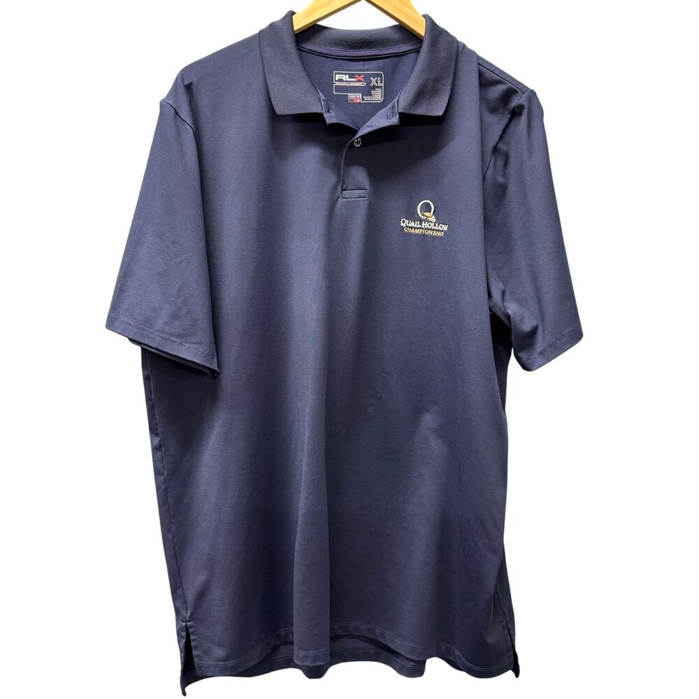 RLX Polo Shirt Mens XL Blue QUAIL HOLLOW CHAMPIONSHIP‎ Golf Performance